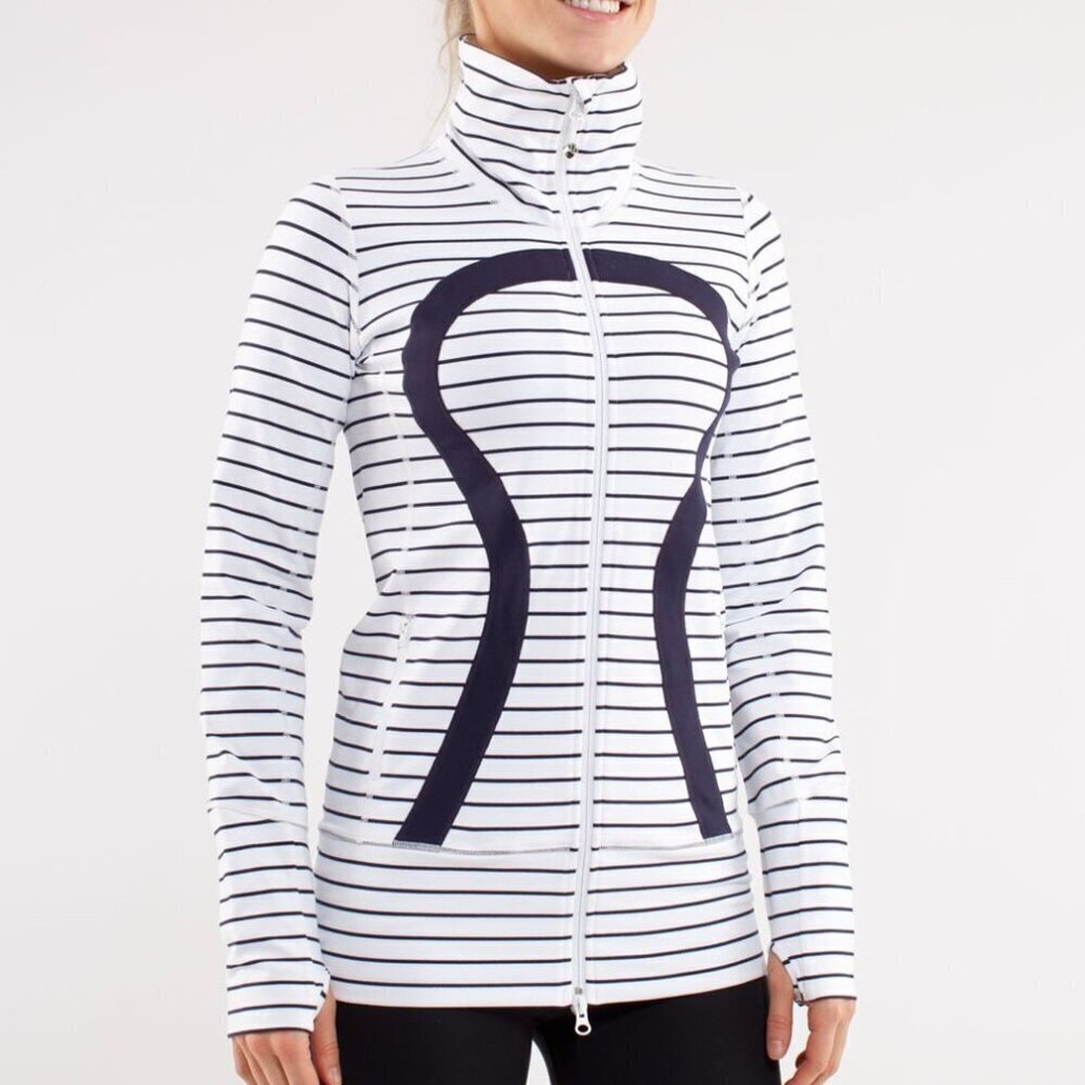 Lululemon In Stride Jacket In Quiet Stripe White US 8​​​​